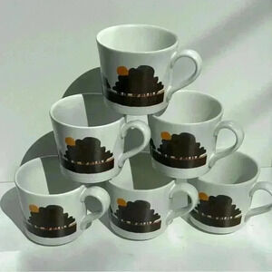 Set of 6 1978 Royal Doulton Lambethware Stoneware LS1031 Prairie  cups